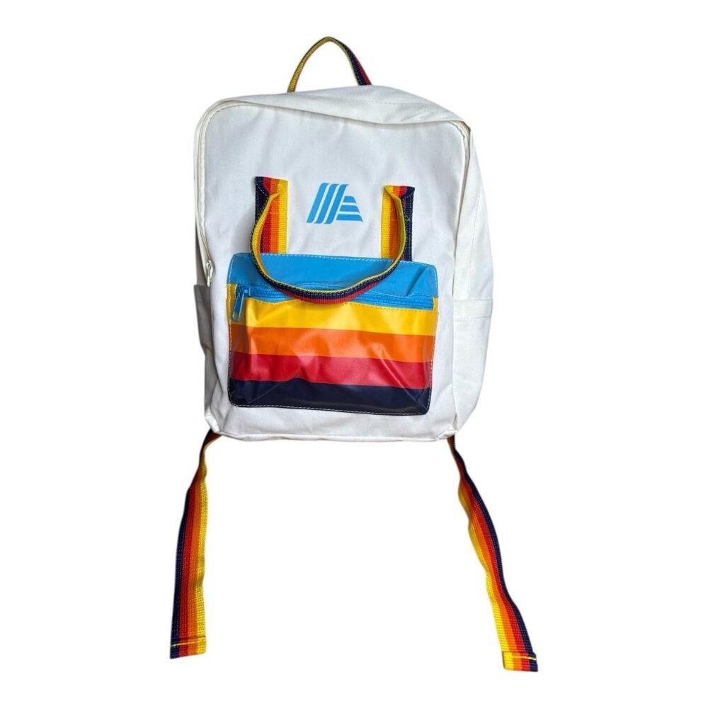Aldi Gear Backpack 2023 with Laptop Padded Pocket Vintage Retro Red Orange Blue